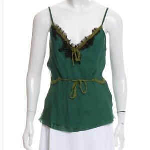 PRADA✨NWT✨Hand Sewn Silk Embellished Accented Top